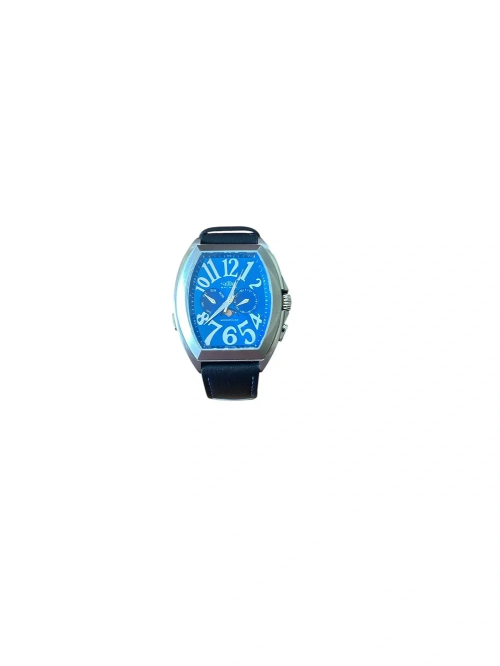Balmer Blue Moonphase Watch NWT Stainless Steel Leather Strap Men’s Luxury Watch